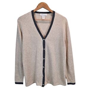 VTG Casual Corner Womens Lambswool Angora V-Neck Cardigan Large Beige Grunge 90s